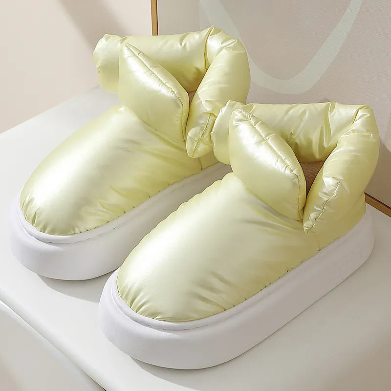 Pantuflas unisex de felpa suave e impermeables para el invierno