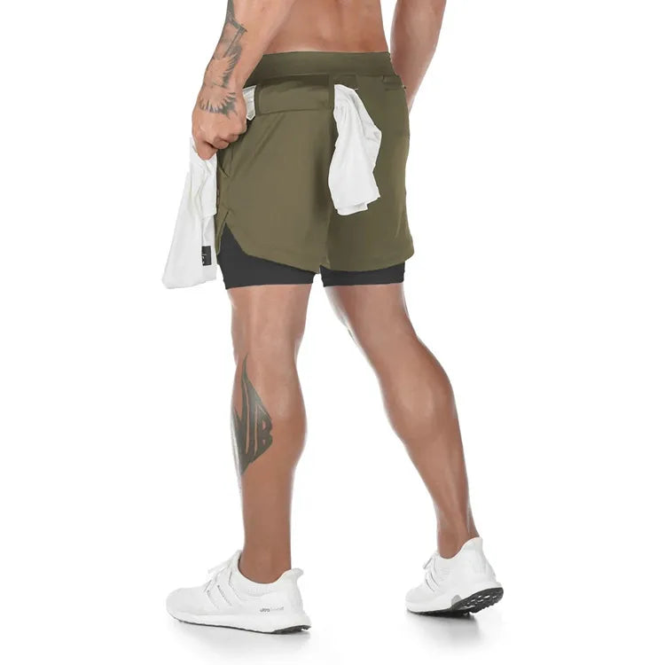 2-in-1-Lauf- und Fitnessstudio-Shorts für Herren, schnelltrocknend