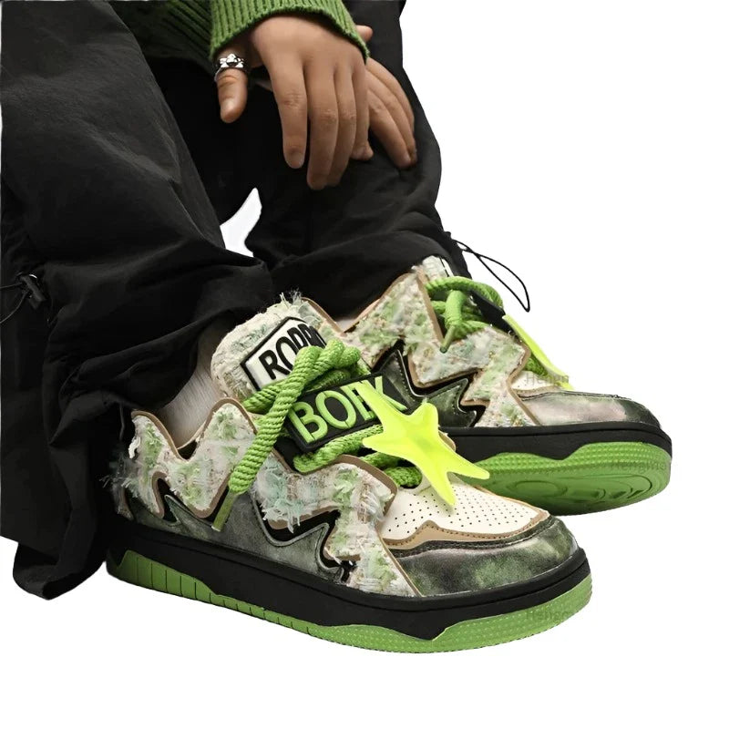 Zapatillas verdes con estampado de camuflaje Broken Style