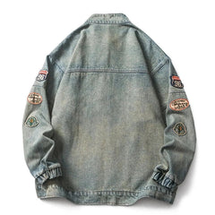 Men's Letter Embroidery, Baseball Varsity Denim Jacket