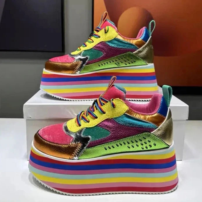 Zapatillas de plataforma alta coloridas para mujer