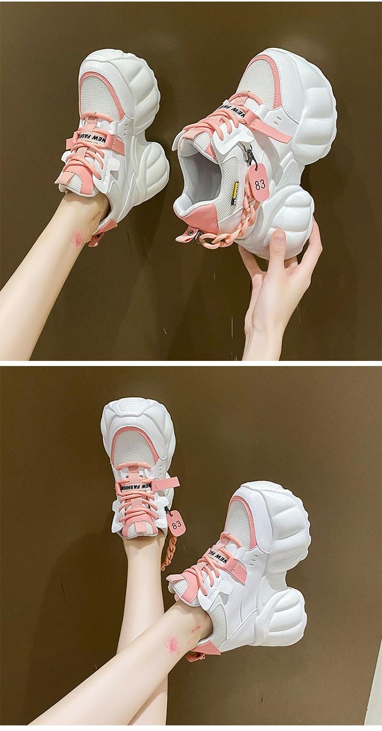 Chunky Sneakers mit Kette für Damen 