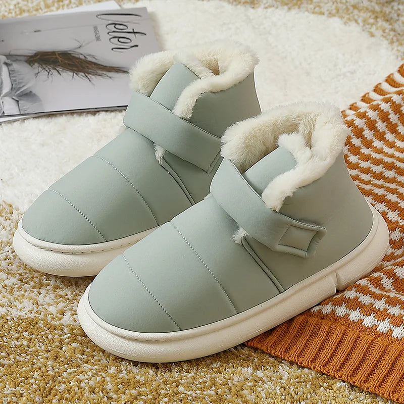 Pantuflas unisex de felpa suave e impermeables para el invierno