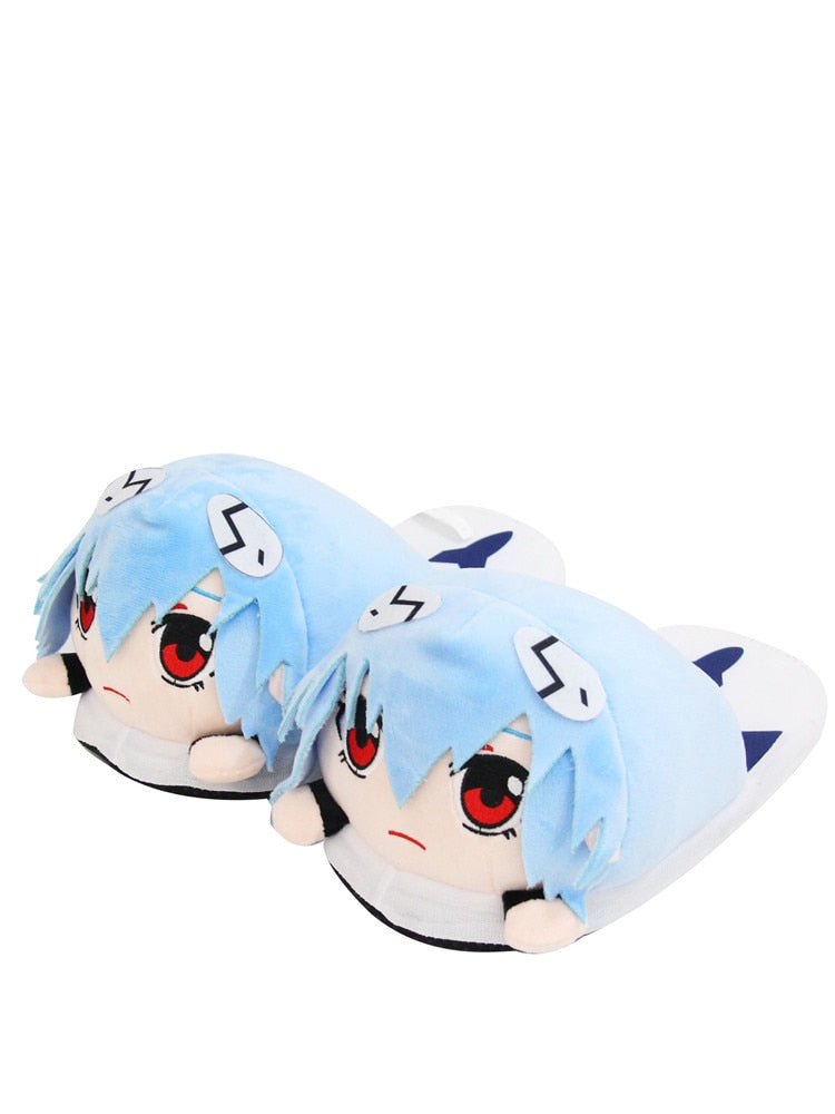 Zapatillas de Rei Ayanami de peluche con dibujos animados para mujer