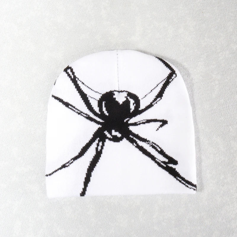 Gorro de punto con estampado de araña, estilo Y2K, de lana