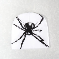 Gorro de punto con estampado de araña, estilo Y2K, de lana