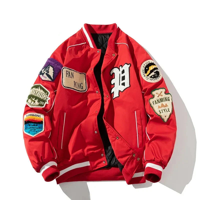 Men's Lightweight Bomber Jacket with Letter Embroidery