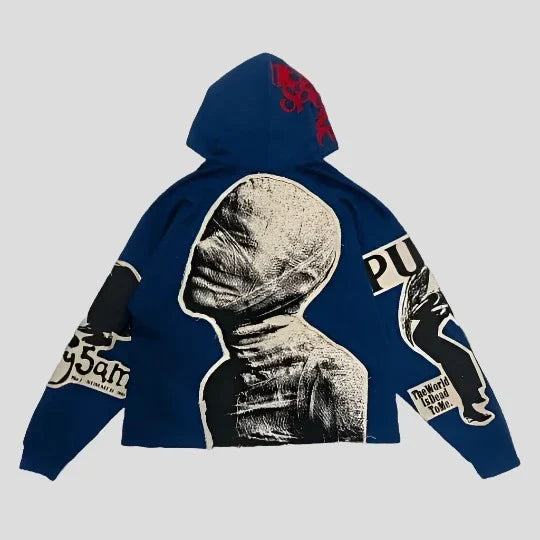 Sudadera gótica con estampado retro de momia Y2K de gran tamaño