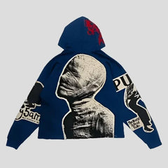 Sudadera gótica con estampado retro de momia Y2K de gran tamaño