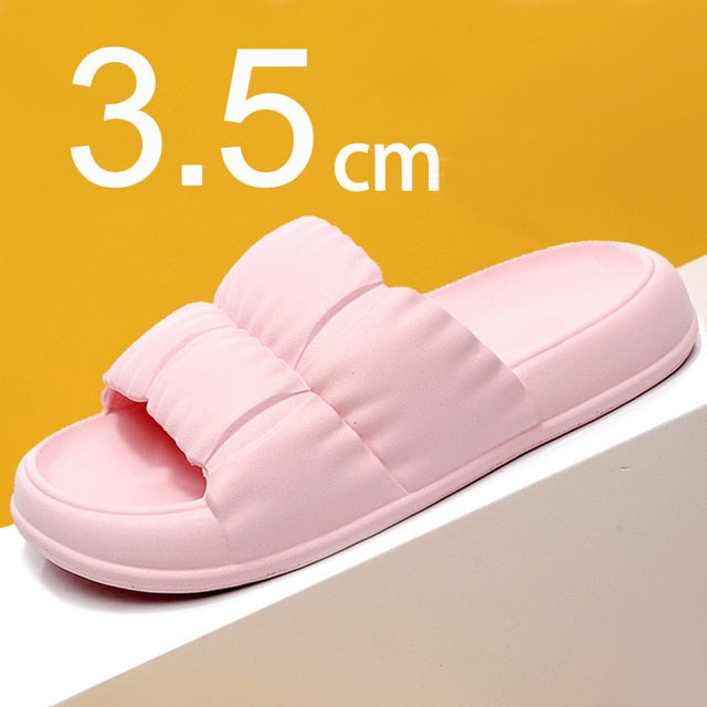 Indoor-Slide-Schuhe mit 3,5 cm Plateausohle und Einzelriemen für Damen