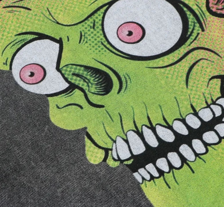 Camisetas gráficas lavadas de calavera zombi para hombre