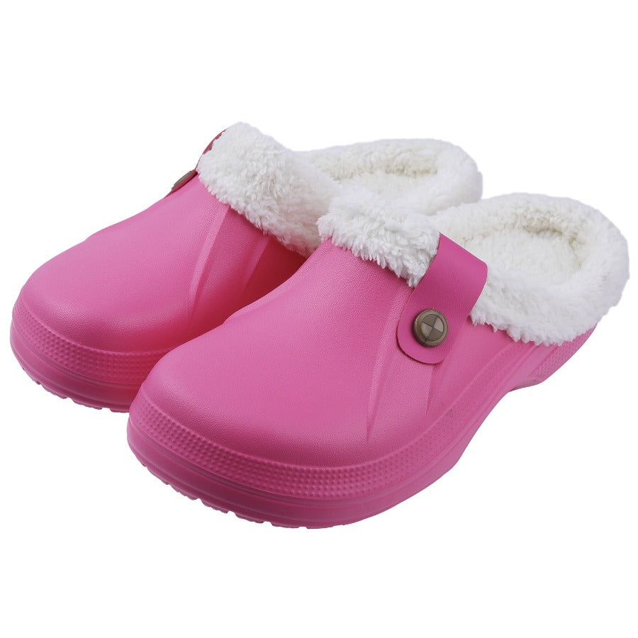 Indoor-Clogs mit flauschigem Fellfutter für Damen