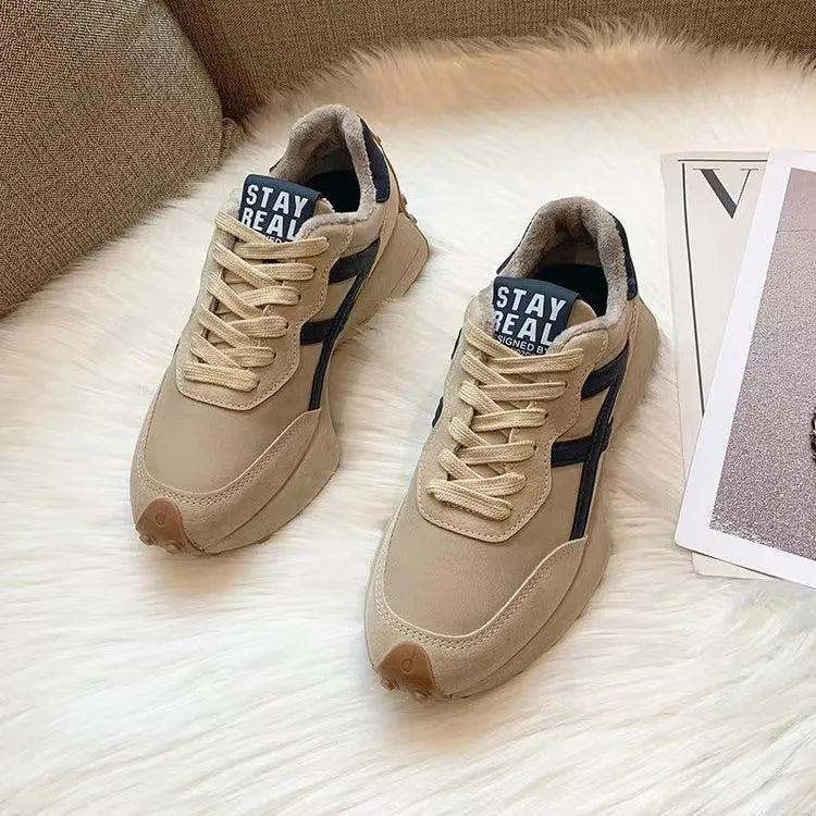 Zapatillas deportivas gruesas de piel de primera calidad para mujer