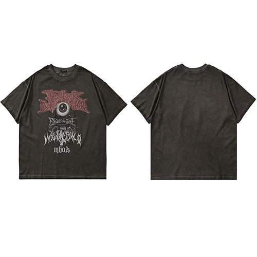 Enigmatic Gaze Men's Oversized Evil Eye Graphic Print T-Shirt