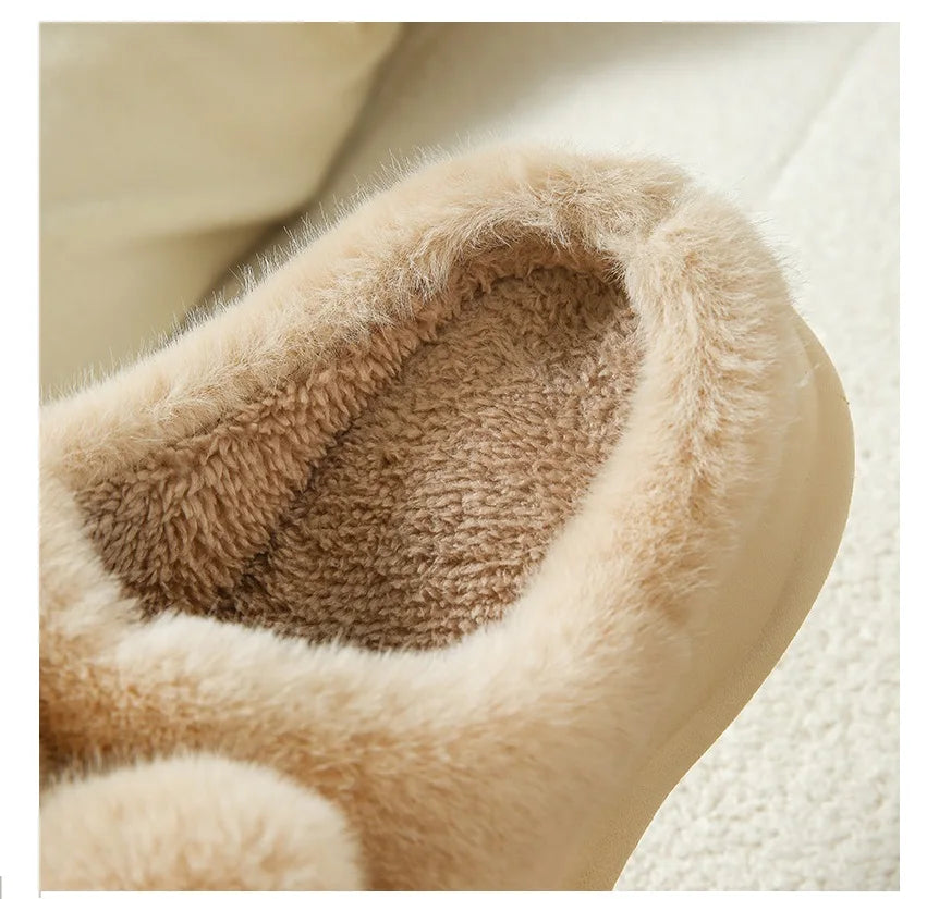 Pantuflas gruesas de felpa antideslizantes para mujer