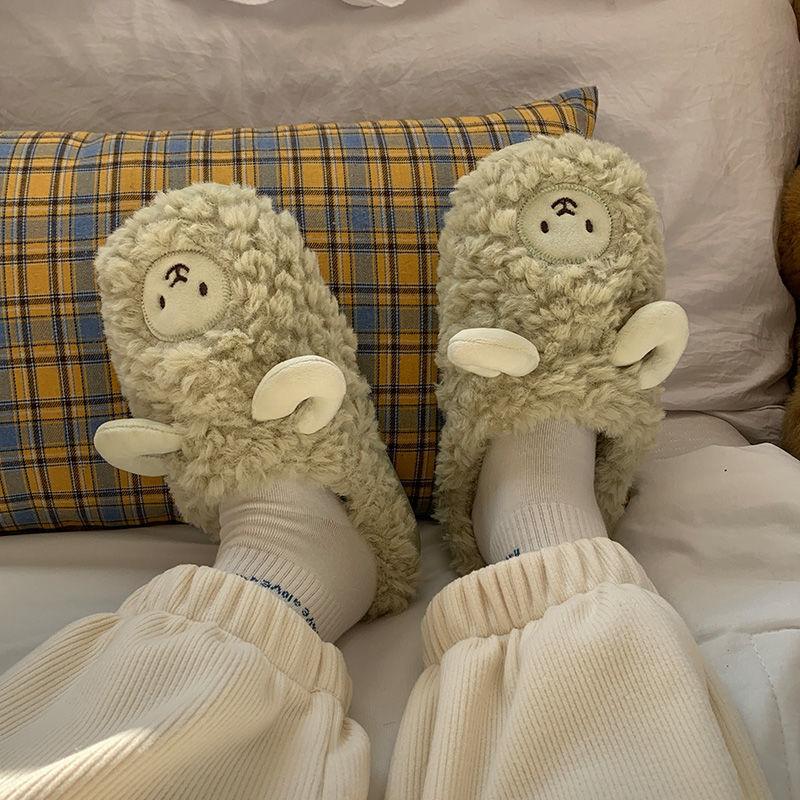 Winter-Hausschuhe mit Schafmotiv für Damen