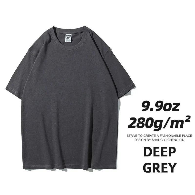 Camisetas unisex extragrandes de algodón sólido y pesado de 9.9 oz