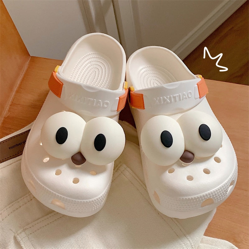 Funny Eyes Unisex Cartoon Beach Slides