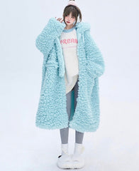 Junior's Warm Fluffy Long Hoodies for Women