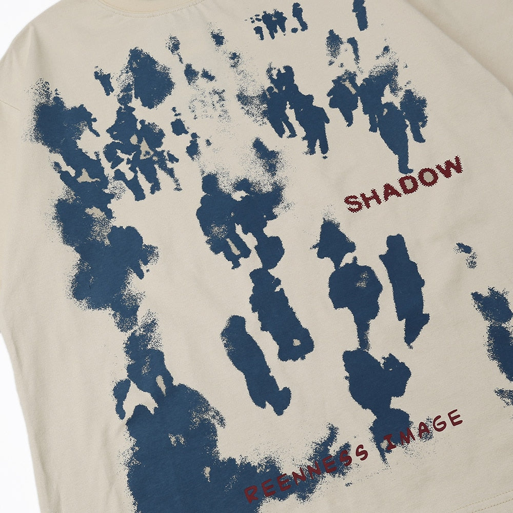 Unisex Short Sleeve Shadow Print T-shirts