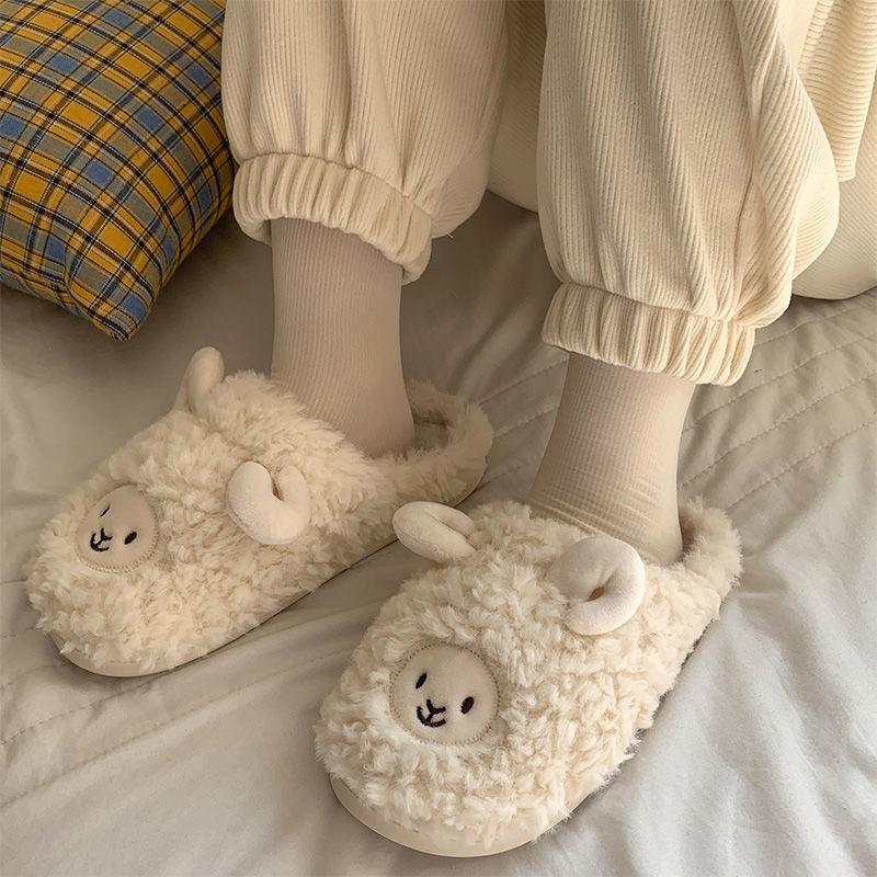 Winter-Hausschuhe mit Schafmotiv für Damen
