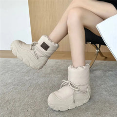 Chunky Leather Women's Slip-On Ankle Boots