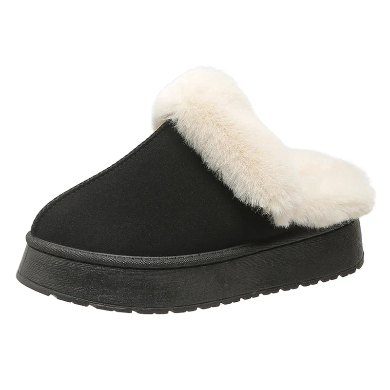 Pantuflas de plataforma de felpa cálidas de invierno para mujer