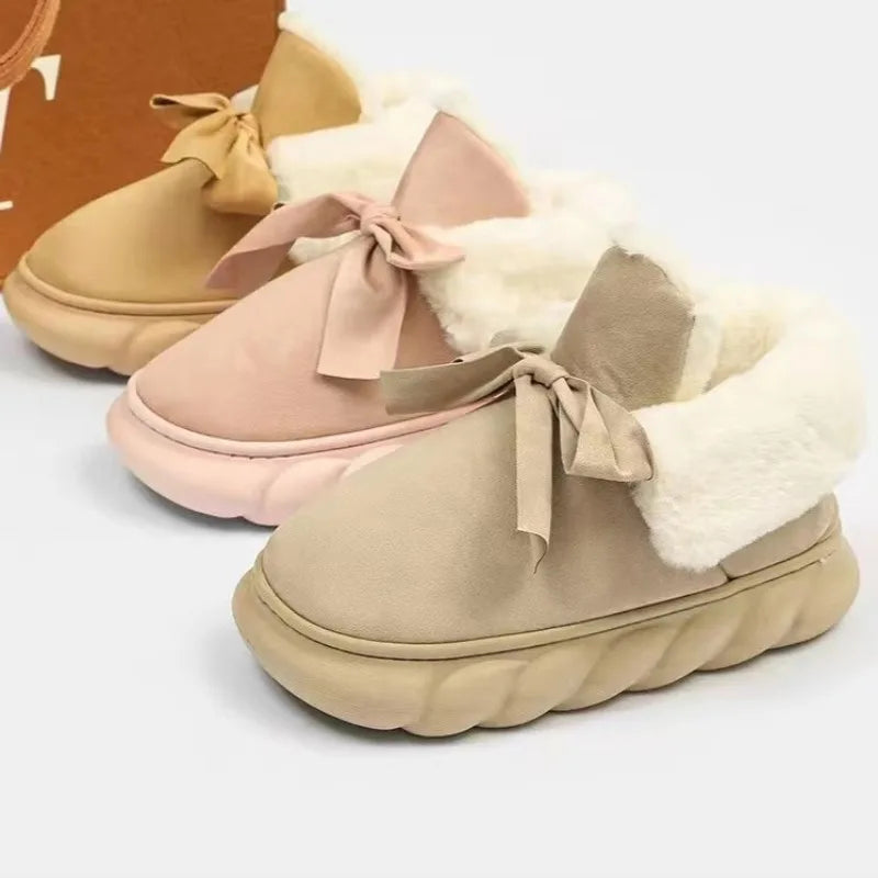 Botas cortas de invierno antideslizantes de lana de oveja para mujer