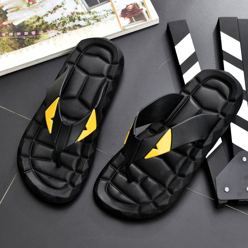 Men's Monster Black Summer Flip Flops