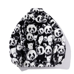 Chaqueta acolchada de invierno de gran tamaño con forro polar y diseño de panda para hombre