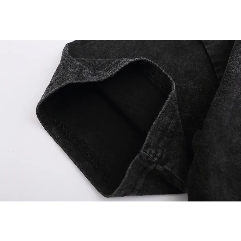 Camiseta negra lavada - Algodón con hombros descubiertos