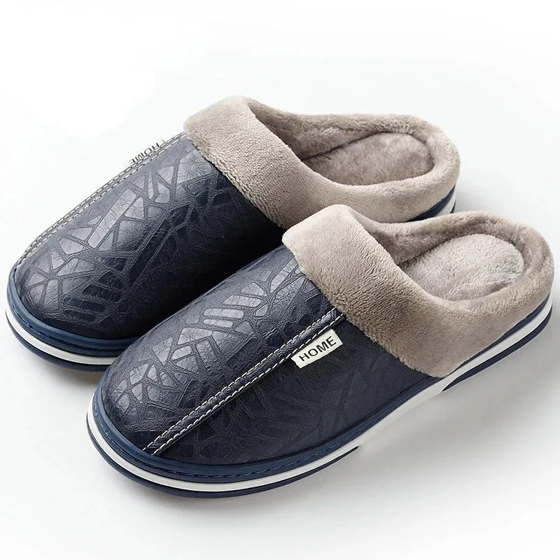 Pantuflas unisex impermeables de piel sintética para interiores
