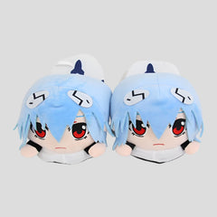 Zapatillas de Rei Ayanami de peluche con dibujos animados para mujer