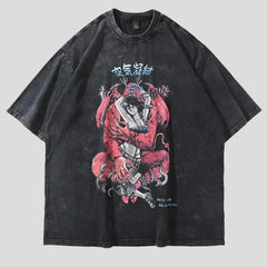 Camiseta de manga anime vintage de gran tamaño para hombre