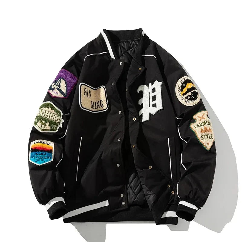 Men's Lightweight Bomber Jacket with Letter Embroidery