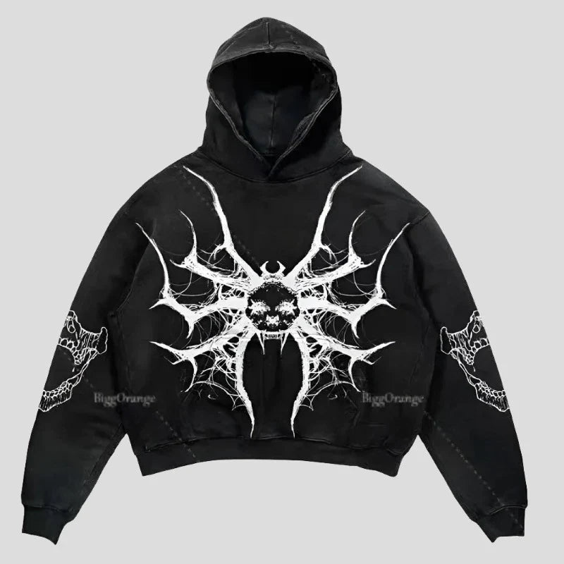 Sudadera con capucha Spider negra para hombre