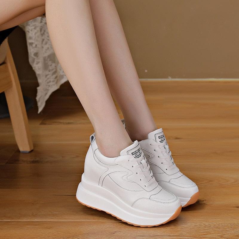 Wedge White Platform Sneakers for Women