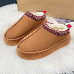 Pantuflas de plataforma de lana para mujer
