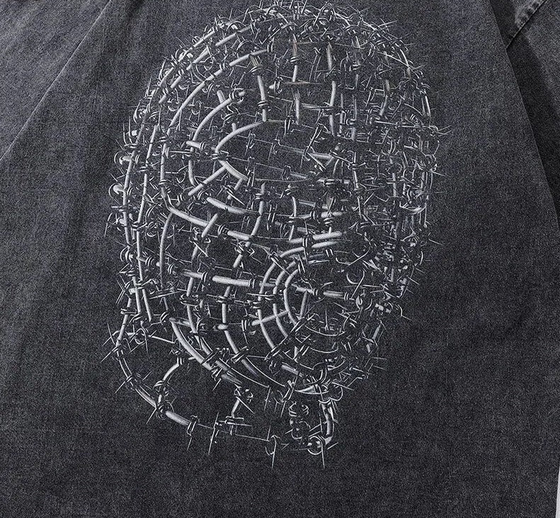 Camiseta gráfica extragrande de algodón lavado para hombre