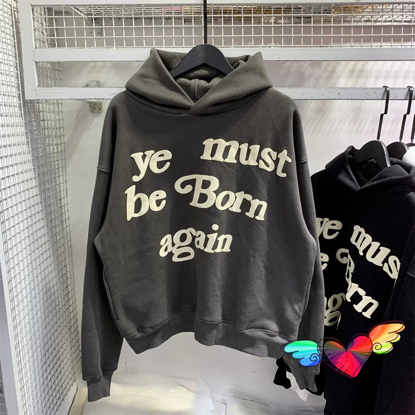 Sudadera con capucha Kanye - "Ye Must Be Born Again" unisex de gran tamaño