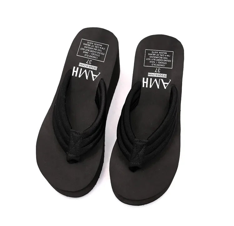 Bequeme Keil-Flip-Flops Schwarz für Frauen Stilvoll und bequem