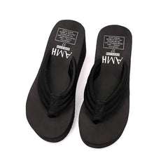 Comfy Wedge Flip Flops Black for Women Stylish and Comfortable