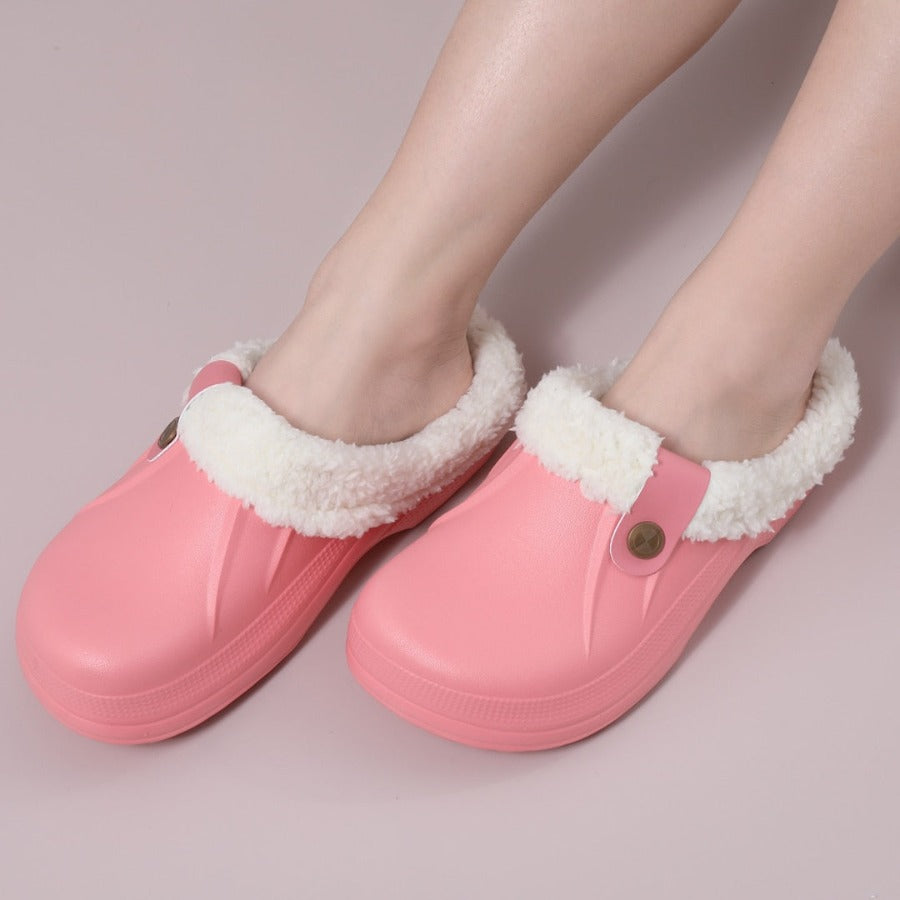 Indoor-Clogs mit flauschigem Fellfutter für Damen