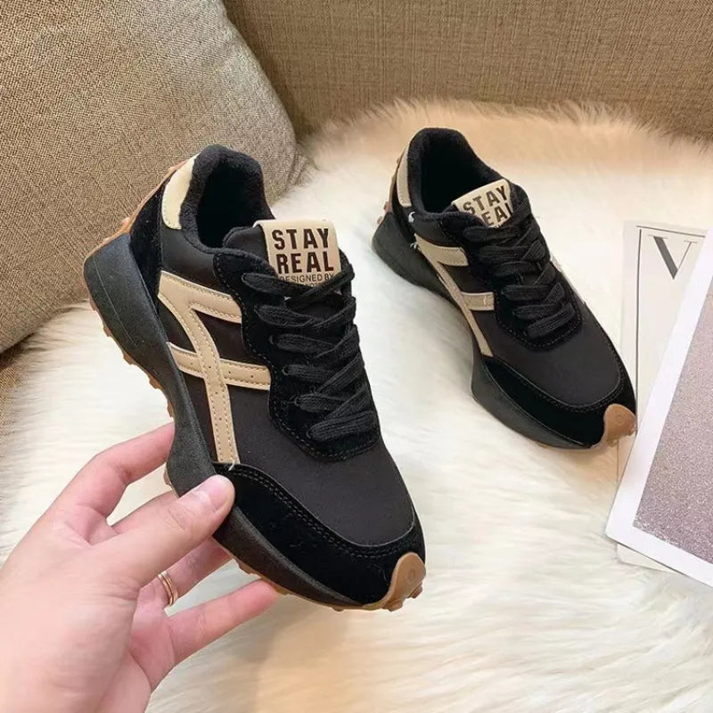 Zapatillas deportivas gruesas de piel de primera calidad para mujer