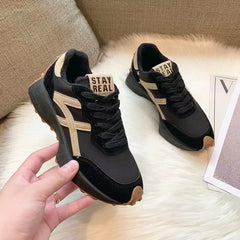 Zapatillas deportivas gruesas de piel de primera calidad para mujer