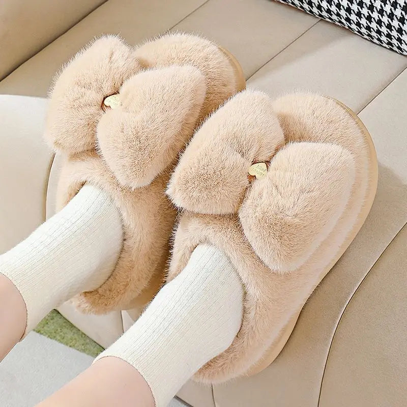 Pantuflas gruesas de felpa antideslizantes para mujer