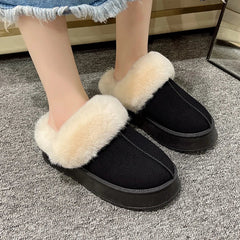 Pantuflas de plataforma de felpa cálidas de invierno para mujer