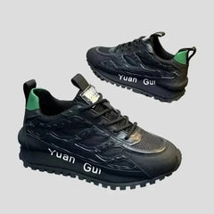 Zapatillas de plataforma Yuan Gui para hombre, fusión de cuero y malla