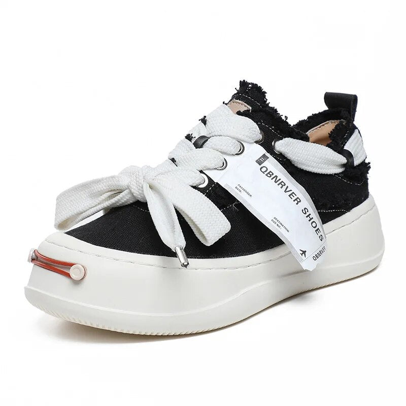 Canvas Sneakers Damen Dicke Sohle