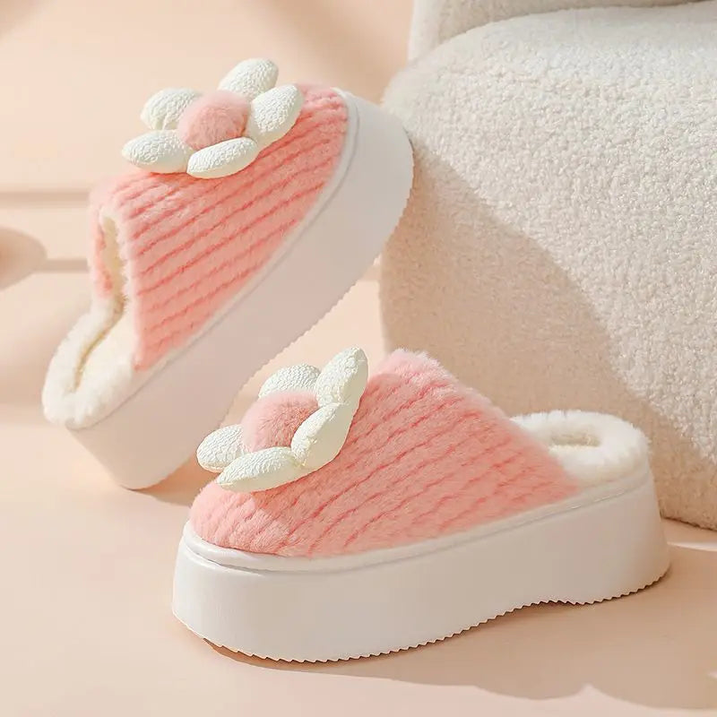 Pantuflas cálidas de plataforma para mujer